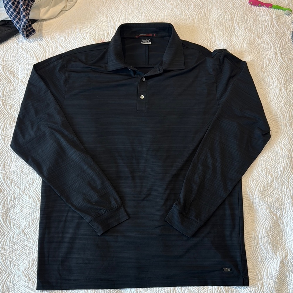 Nike Tiger Woods Collection Men's Long-Sleeve Polo golf Shirt in Black sun